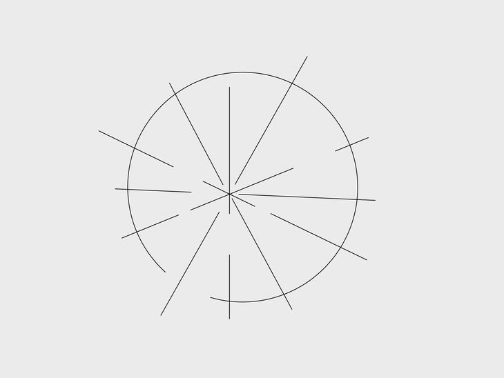 Illustration eines Kreises, aus dem Strahlen kommen