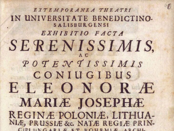 Titelblatt des Librettos Extemporanea Theatri [...] | © UB Salzburg Rara 3988 I