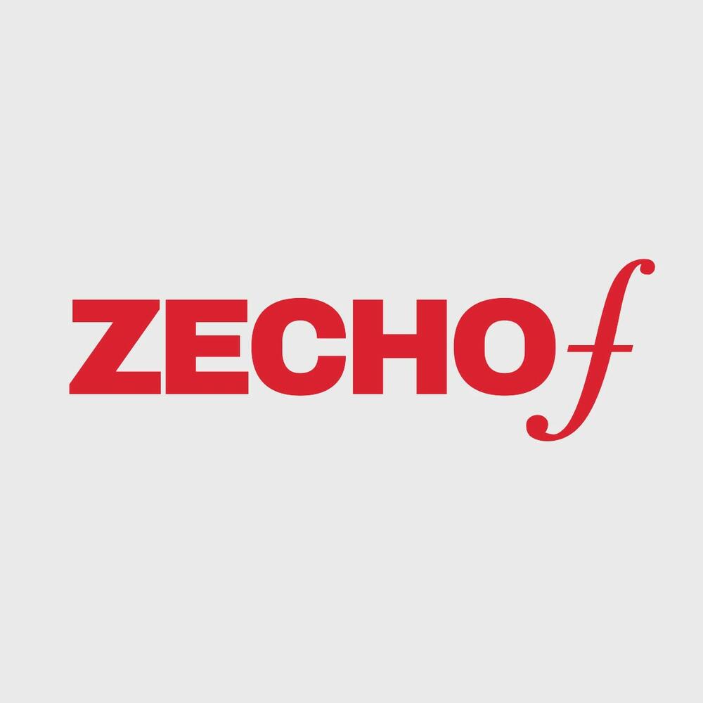 Roter Schriftzug "Zechof" auf grauem Hintergrund